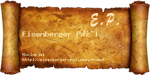 Eisenberger Pál névjegykártya